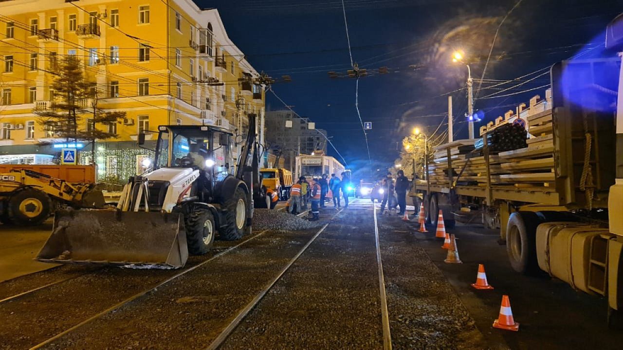 Ремонт трамвайных путей на&nbsp;улице Шеронова в&nbsp;Хабаровске не устроил Дмитрия Демешина