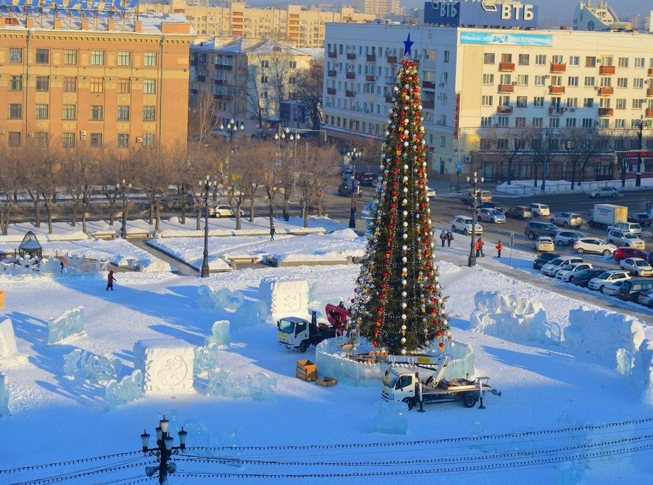 Хабаровск зимой. Площадь Ленина Хабаровск зима. Площадь Ленина Хабаровск зимой. Площадь Ленина зимний городок Хабаровск. Елка на площади Ленина Хабаровск.