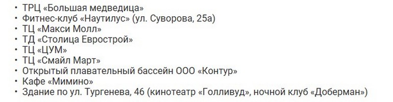 Список опасных торговых центров Хабаровска